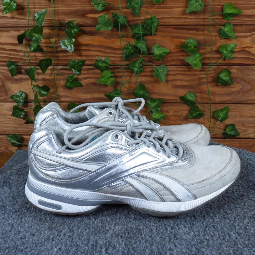 Reebok Easytone Smoothfit Women Athletic Walking Shoe Size 6.5 Silver Synthetic‎